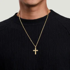 Gabriel & Co. 14K Yellow Gold and Titanium Cross Pendant