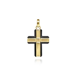 Gabriel & Co. 14K Yellow Gold and Titanium Cross Pendant