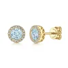 Clearance Gabriel & Co. 14K Yellow Gold Aquamarine and Diamond Halo Stud Earrings