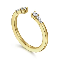 Best Gabriel & Co. 14K Yellow Gold Baguette and Round Open Diamond Anniversary Band - 0.22 ct
