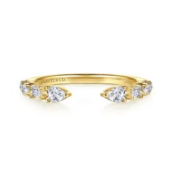 Clearance Gabriel & Co. 14K Yellow Gold Baguette and Round Open Diamond Band - 0.33 ct