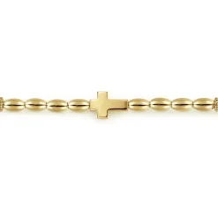 Best Gabriel & Co. 14K Yellow Gold Beaded Cross Bracelet