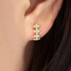 Discount Gabriel & Co. 14K Yellow Gold Beaded Pave 10mm Diamond Huggies