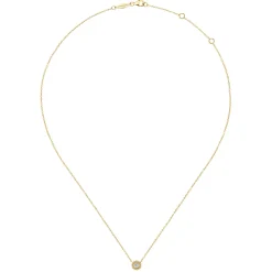Online Gabriel & Co. 14K Yellow Gold Beaded Round Bezel Set Diamond Pendant Necklace