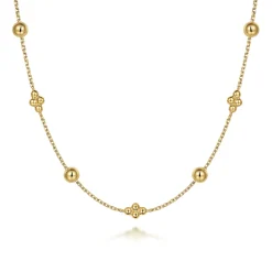 Hot Gabriel & Co. 14K Yellow Gold Beaded Station Necklace-Bujukan
