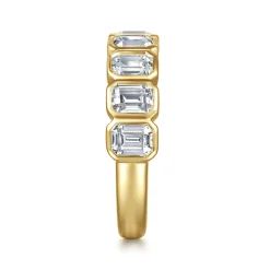 Clearance Gabriel & Co. 14K Yellow Gold Bezel Emerald Cut Diamond Anniversary Band - 2.25 ct