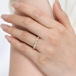 Hot Gabriel & Co. 14K Yellow Gold Bezel Oval 5 Stone Diamond Anniversary Band - 0.75 ct