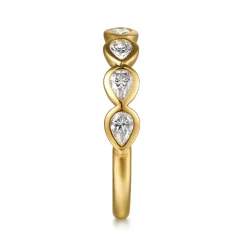 New Gabriel & Co. 14K Yellow Gold Bezel Pear Shape 7 Stone Diamond Anniversary Band - 0.7 ct