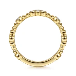 New Gabriel & Co. 14K Yellow Gold Bezel Set Diamond Quatrefoil Station Ring