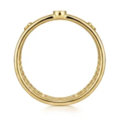 Best Gabriel & Co. 14K Yellow Gold Bezel Set Diamond Station Layered Ring