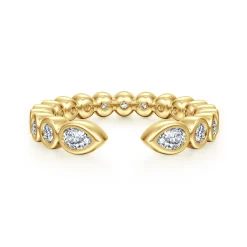 Online Gabriel & Co. 14K Yellow Gold Bezel Set Pear and Round Open Diamond Eternity Band - 0.48 ct