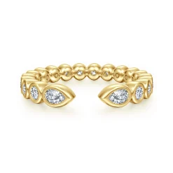 Sale Gabriel & Co. 14K Yellow Gold Bezel Set Pear and Round Open Diamond Eternity Band - 0.49 ct
