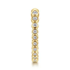 New Gabriel & Co. 14K Yellow Gold Bezel Set Pear and Round Open Diamond Eternity Band - 0.53 ct
