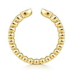 New Gabriel & Co. 14K Yellow Gold Bezel Set Pear and Round Open Diamond Eternity Band - 0.53 ct