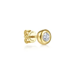 Hot Gabriel & Co. 14K Yellow Gold Bezel Set White Sapphire Single Stud Earring