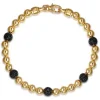 Best Gabriel & Co. 14K Yellow Gold Black Diamond and 6mm Yellow Gold Beaded Mens Bracelet