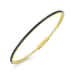 Online Gabriel & Co. 14K Yellow Gold Black Diamond Bangle