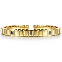 Outlet Gabriel & Co. 14K Yellow Gold Blue Sapphire Elongated Pyramid Bangle Bracelet
