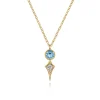 Discount Gabriel & Co. 14K Yellow Gold Blue Topaz and Kite Diamond Pendant Necklace