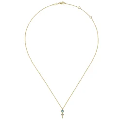Discount Gabriel & Co. 14K Yellow Gold Blue Topaz and Kite Diamond Pendant Necklace