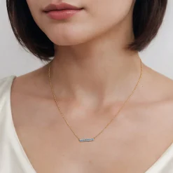 Gabriel & Co. 14K Yellow Gold Blue Topaz Bar Necklace