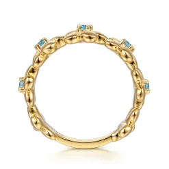 Outlet Gabriel & Co. 14K Yellow Gold Blue Topaz Flower Stackable