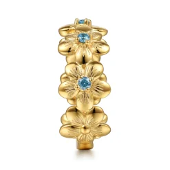 Outlet Gabriel & Co. 14K Yellow Gold Blue Topaz Flower Stackable