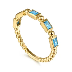 Clearance Gabriel & Co. 14K Yellow Gold Blue Topaz Geometric Stackable Ring