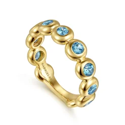 Sale Gabriel & Co. 14K Yellow Gold Blue Topaz Ladies Ring