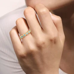 Sale Gabriel & Co. 14K Yellow Gold Blue Topaz Ladies Ring