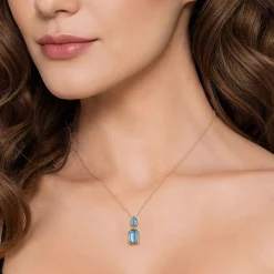 Clearance Gabriel & Co. 14K Yellow Gold Blue Topaz Pendant Necklace