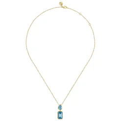 Clearance Gabriel & Co. 14K Yellow Gold Blue Topaz Pendant Necklace