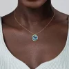 Discount Gabriel & Co. 14K Yellow Gold Blue Topaz Round Shape Necklace With Flower Pattern J-Back