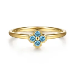 Discount Gabriel & Co. 14K Yellow Gold Blue Topaz Stackable Ring