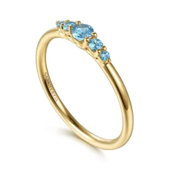 Sale Gabriel & Co. 14K Yellow Gold Blue Topaz Stackable Ring