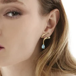 Outlet Gabriel & Co. 14K Yellow Gold Blue Topaz Stud Drop Earrings