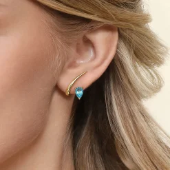 Sale Gabriel & Co. 14K Yellow Gold Blue Topaz Stud Earrings