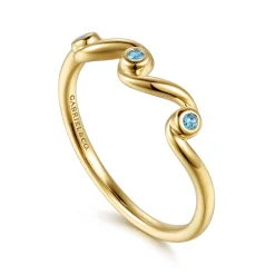 Outlet Gabriel & Co. 14K Yellow Gold Blue Topaz Twist Stackable Ring