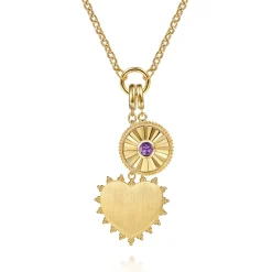 Clearance Gabriel & Co. 14K Yellow Gold Bujukan Amethyst Medallion Pendant With Detachable Bail