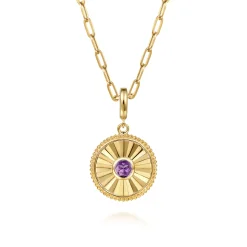 Clearance Gabriel & Co. 14K Yellow Gold Bujukan Amethyst Medallion Pendant With Detachable Bail