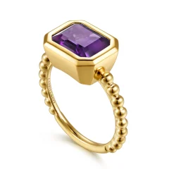 Sale Gabriel & Co. 14K Yellow Gold Bujukan and Amethyst Stackable Ring