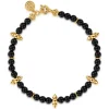 Discount Gabriel & Co. 14K Yellow Gold Bujukan and Black Onyx Spike Station Bead Bracelet