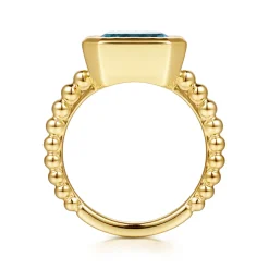 Gabriel & Co. 14K Yellow Gold Bujukan and Blue Topaz Stackable Ring