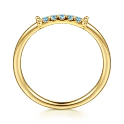 Clearance Gabriel & Co. 14K Yellow Gold Bujukan and Blue Topaz Stackable Ring