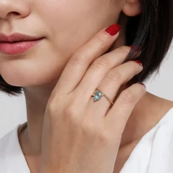Online Gabriel & Co. 14K Yellow Gold Bujukan And Blue Topaz Bypass Ring
