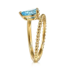 Online Gabriel & Co. 14K Yellow Gold Bujukan And Blue Topaz Bypass Ring