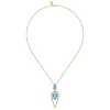 Best Gabriel & Co. 14K Yellow Gold Bujukan and Blue Topaz Pear Shape Pendant Drop Necklace