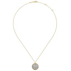 New Gabriel & Co. 14K Yellow Gold Bujukan and Diamond Pave Pendant Necklace