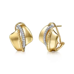 Hot Gabriel & Co. 14K Yellow Gold Bujukan and Diamond Intricate Hoop Earrings