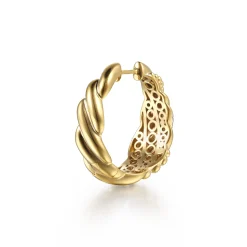 Hot Gabriel & Co. 14K Yellow Gold Bujukan and Diamond Intricate Hoop Earrings